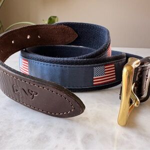Vineyard Vines American Flags Canvas Club Belt 38/44 waist